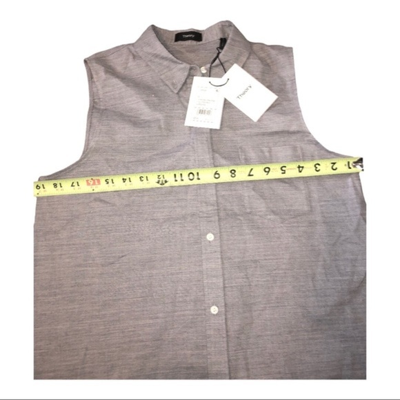 Theory Yarine Sharkskin Linen-Blend blouse Top shirt New size medium brand new - Picture 6 of 9